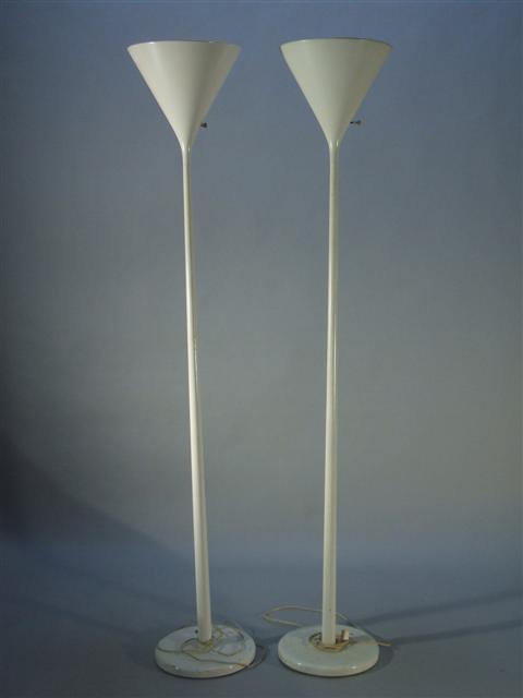 Appraisal: PAIR OF MODERN WHITE FLOOR LAMPS Late th century contemporary