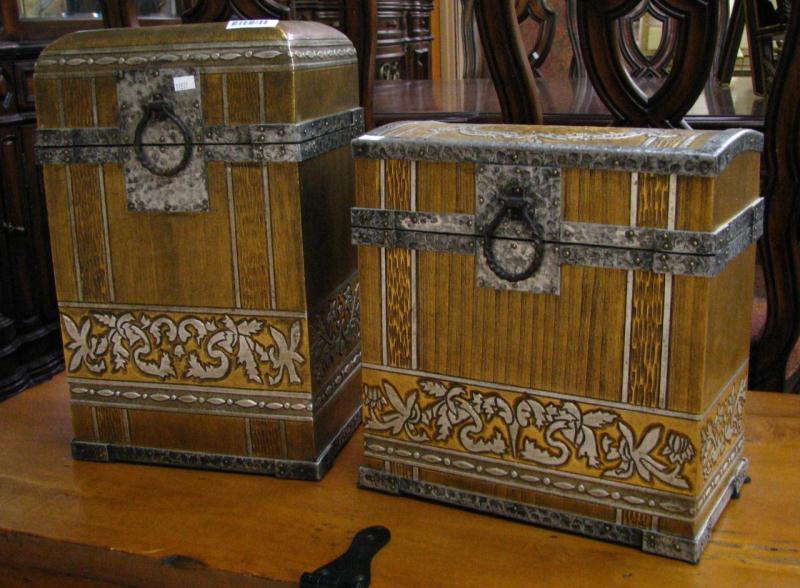 Appraisal: Two Lidded Boxes Gold with Silver Trim