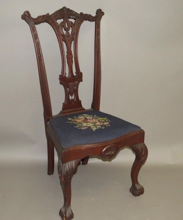 Appraisal: CHIPPENDALE STYLE SIDE CHAIRca in the Chippendale style with profusely