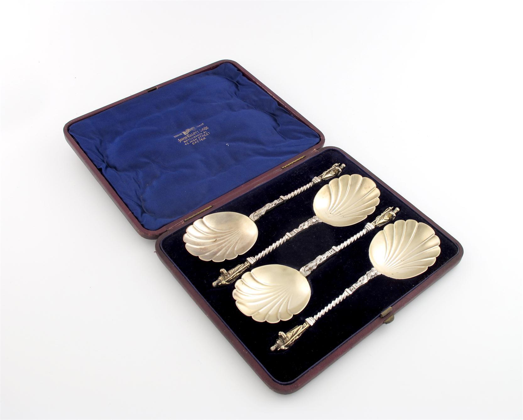 Appraisal: A set of four Victorian parcel-gilt silver Apostle fruit serving