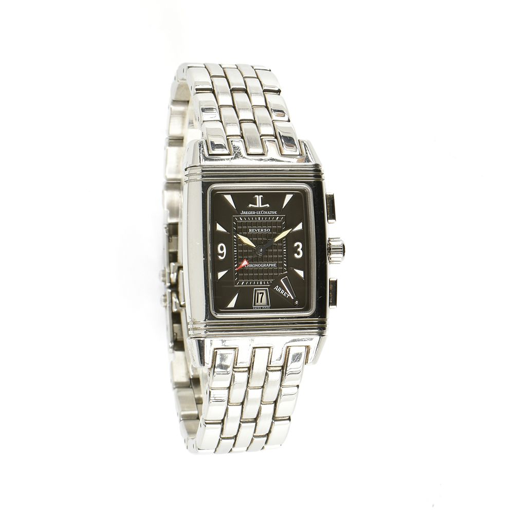 Appraisal: A JAEGER-LECOULTRE REVERSO GRAN'SPORT STAINLESS STEEL GENTLEMAN'S WRIST WATCH SWISS