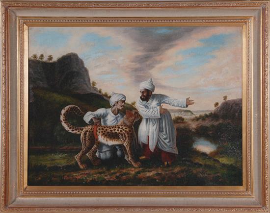 Appraisal: George Stubbs after British - CHEETAH WITH TWO INDIAN ATTENDANTS