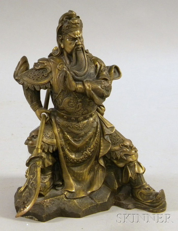 Appraisal: Asian Cast Bronze Figure of Guan Yu ht in Good