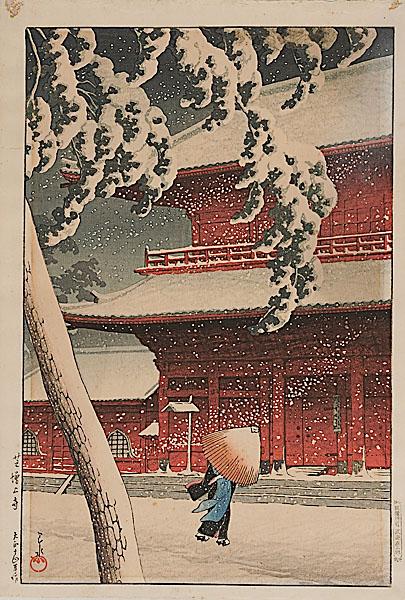 Appraisal: HASUI KAWASE JAPANESE - ZOJOJI TEMPLE woodblock in colors with