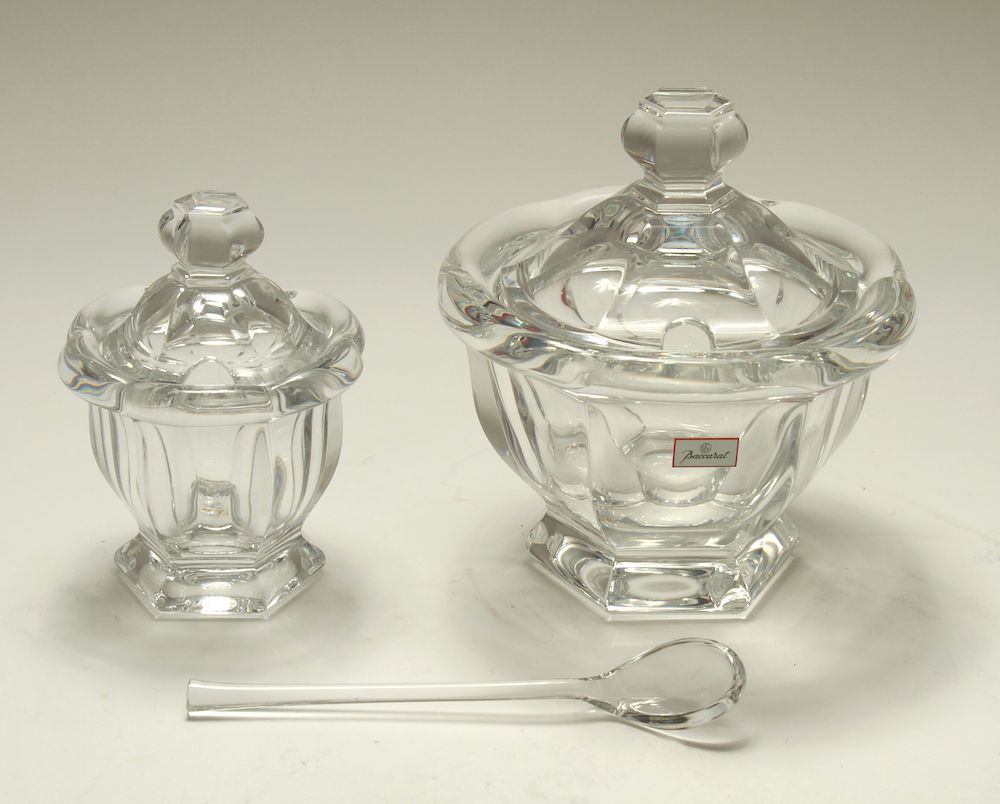 Appraisal: Baccarat Crystal Mustard or Condiment Pots Baccarat crystal mustard or