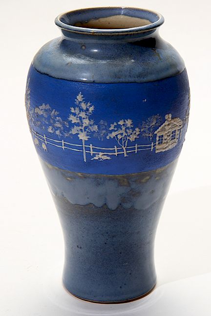 Appraisal: Rodney Leftwich Cameo Glaze Vase Exclusive on Bidsquare Rodney Leftwich