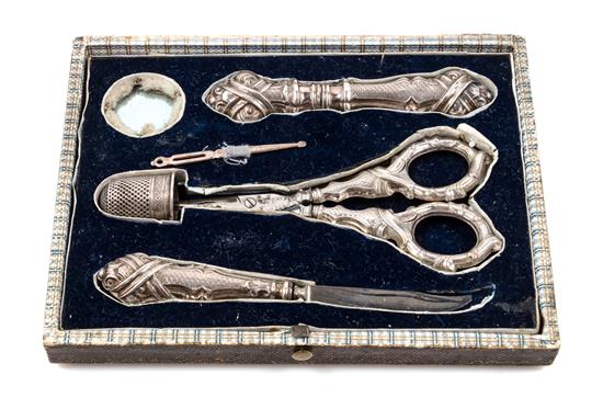 Appraisal: Sale Lot A Victorian Silver Needlework Compendium comprising a pair