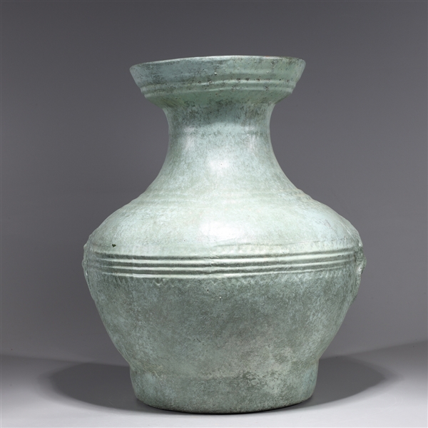 Appraisal: Large Chinese celadon glazed vase with molded circles to body