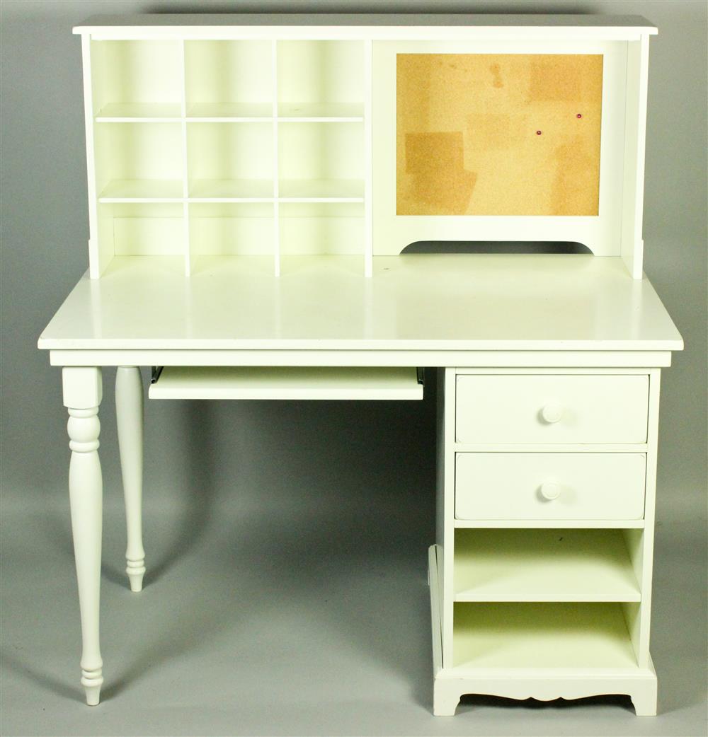 Appraisal: WHITE PAINTED DESK WITH TWO DRAWERS AND SUPER-STRUCTURE FROM POTTERY