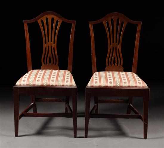 Appraisal: Set of six Potthast Brothers Federal style carved mahogany upholstered