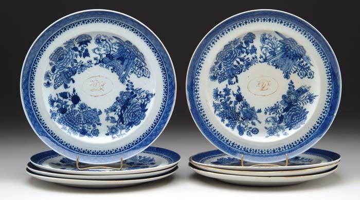 Appraisal: FINE AND RARE SET OF EIGHT CHINESE EXPORT BLUE FITZHUGH