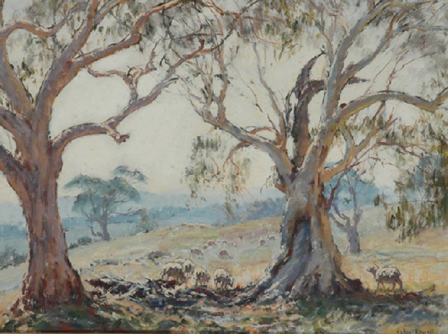 Appraisal: John Thomas Nightingale Rowell - Sheep and Gums oil on