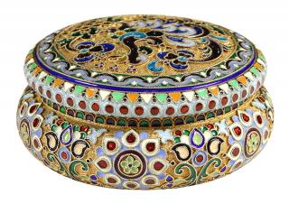 Appraisal: Russian silver-gilt plique-a-jour box th Artel Moscow late th early