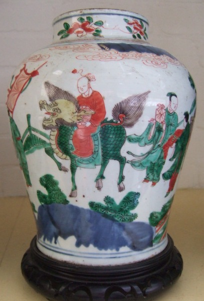 Appraisal: A Transitional polychrome vase th century of baluster form painted