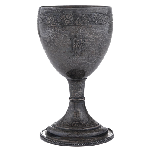 Appraisal: A Scottish George III silver goblet engraved vine leaf border