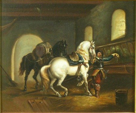 Appraisal: ATTRIBUTED TO NICHOLAS CHEVALIER AUSTRALIAN - THE STABLES Bears signature