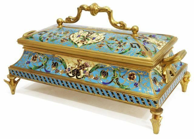 Appraisal: French champleve enamel bronze dore dresser box late th c