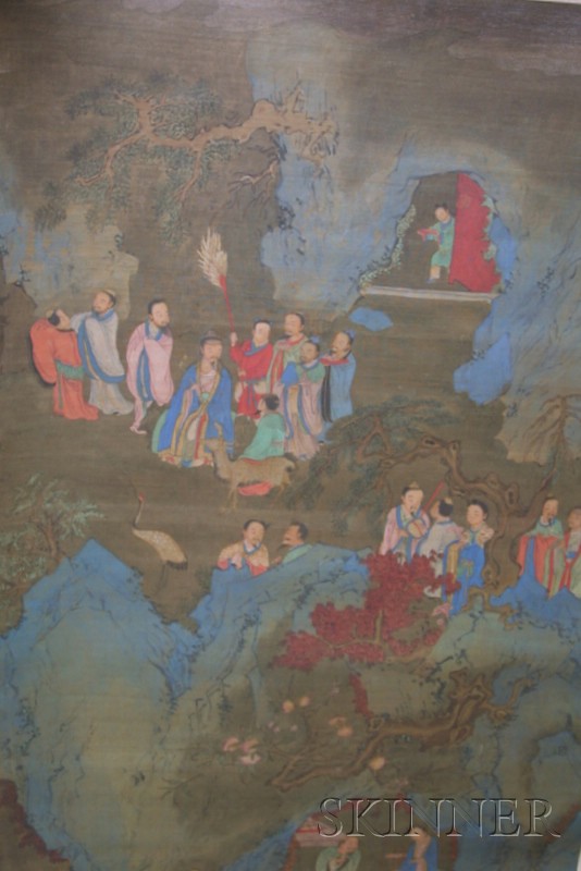 Appraisal: Hanging Scroll China th century ink colors and gilt on