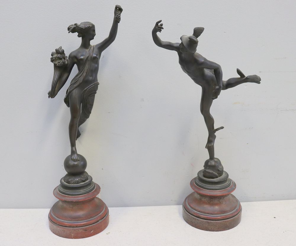 Appraisal: Antique Bronze Sculptures Of Mercury And Venus Nice original patina