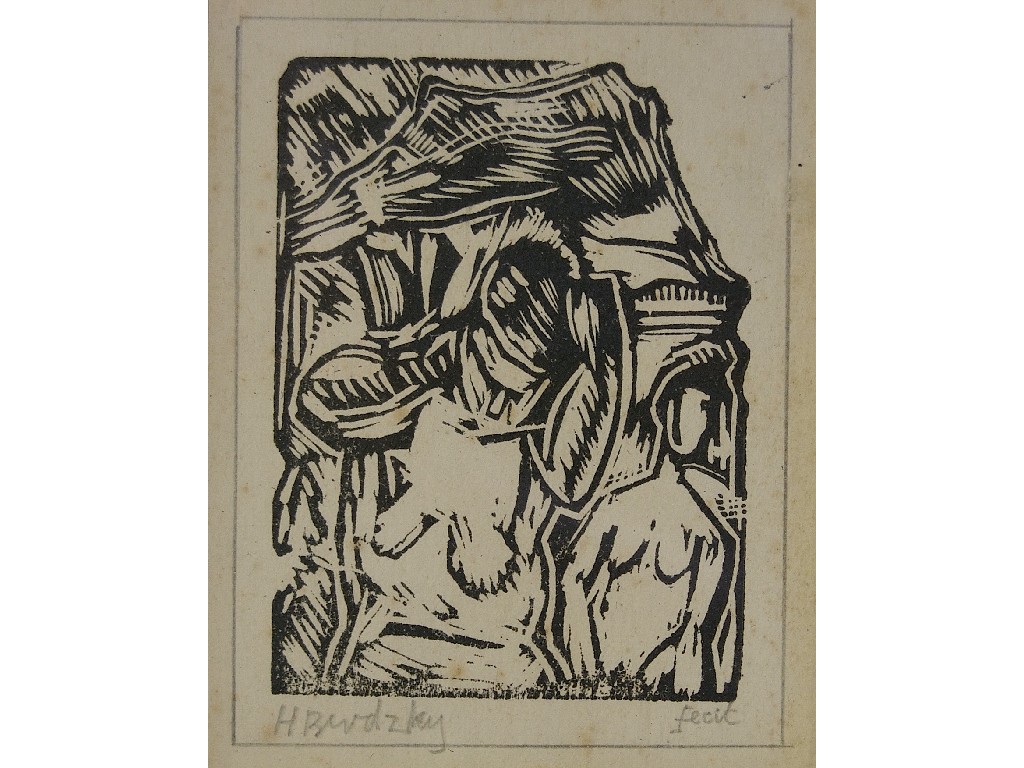 Appraisal: H Brodzky - - 'Fecit' linocut pencil signed and titled