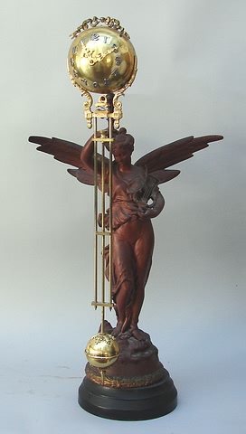 Appraisal: Ansonia day time only spelter statue-original bronze color patina polished