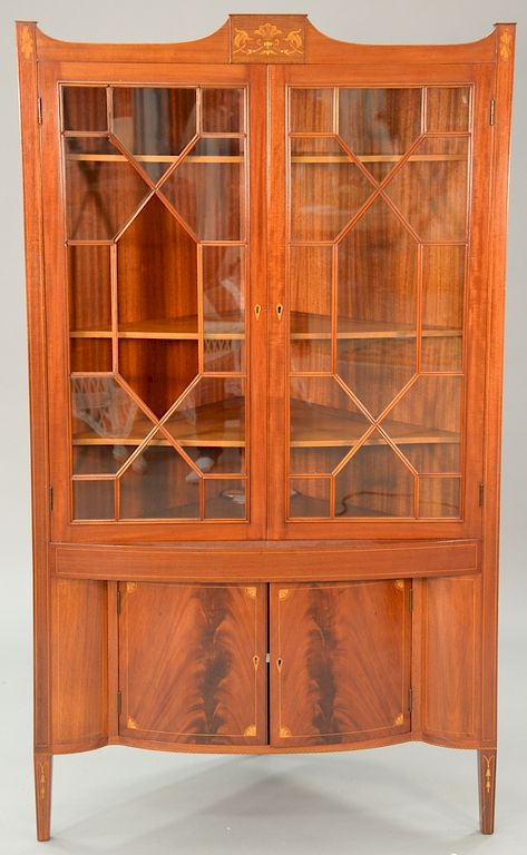 Appraisal: Fineberg corner china cabinet one door as is parts available