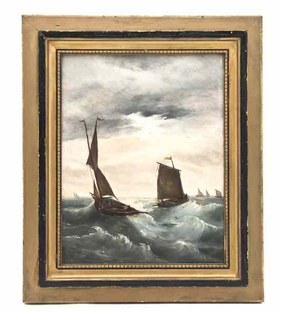 Appraisal: Artist Unknown th th century Stormy Seascape oil on board