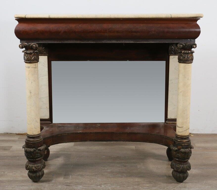 Appraisal: AMERICAN CLASSICAL MARBLE TOP PIER TABLEAmerican Classical marble top pier