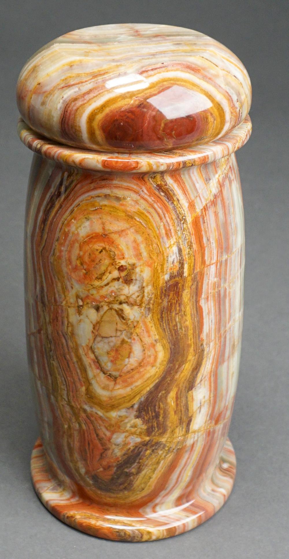 Appraisal: Carved Onyx Lidded Urn H in cm