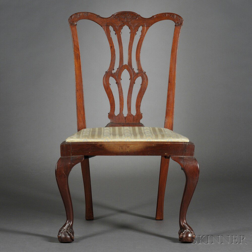 Appraisal: Chippendale Carved Mahogany Side Chair Boston c - the serpentine