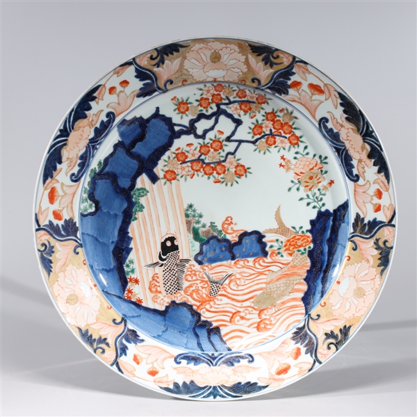 Appraisal: Chinese famille verte enameled porcelain charger with gilt detail fish