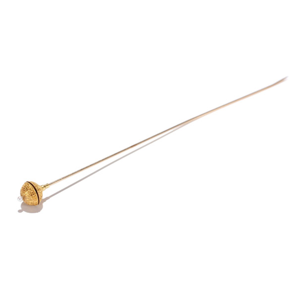 Appraisal: Antique gold orb filigree pearl stick hat pin pin shaft