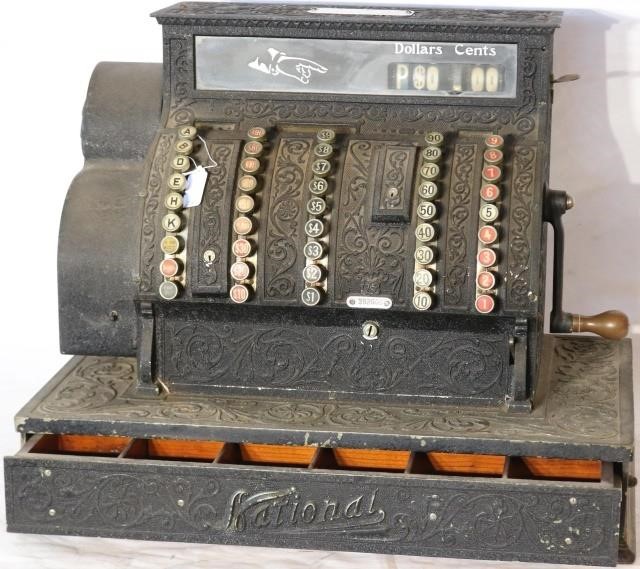 Appraisal: ORNATE NATIONAL CASH REGISTER CA HAS BEENPAINTED BLACK LIKELY NICKEL