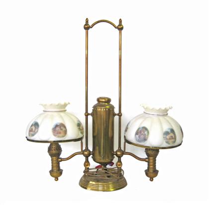 Appraisal: Brass double student lamp late th century