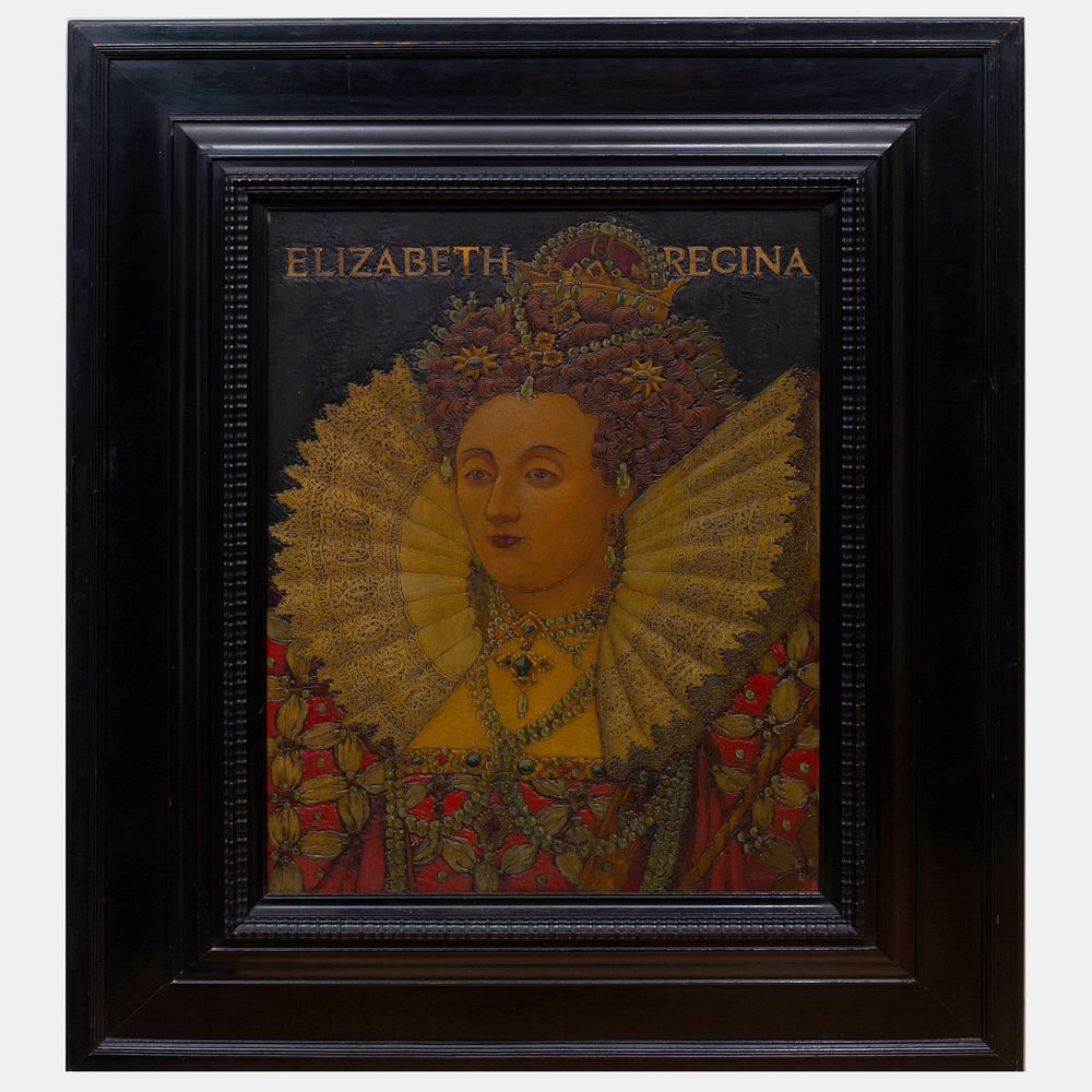 Appraisal: James William Fosdick - Queen Elizabeth Incised and painted wood