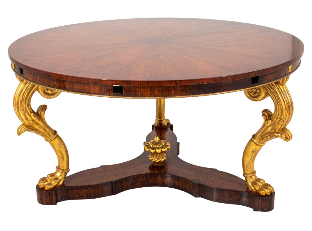 Appraisal: LATE REGENCY STYLE CIRCULAR EXPANDING DINING TABLE Late Regency style