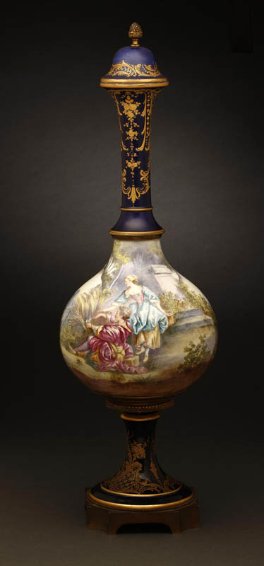 Appraisal: A Sevres style mounted porcelain vase L Morin A Sevres