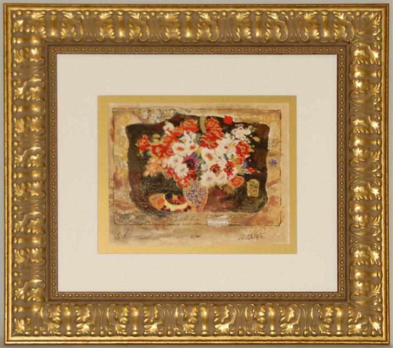 Appraisal: Flowers Fruits by Alexander Wissotsky Serigraph Red Flowers with Fruits