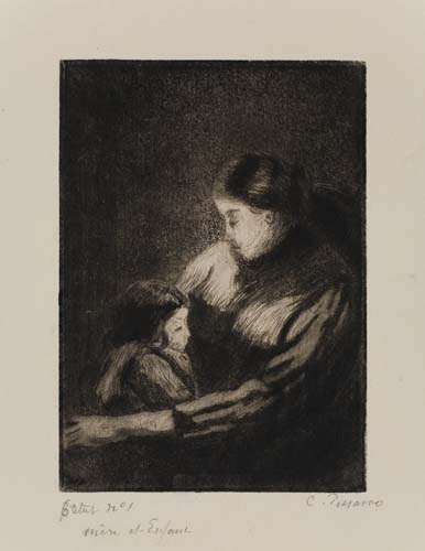 Appraisal: CAMILLE PISSARRO M re et Enfant Etching and aquatint x