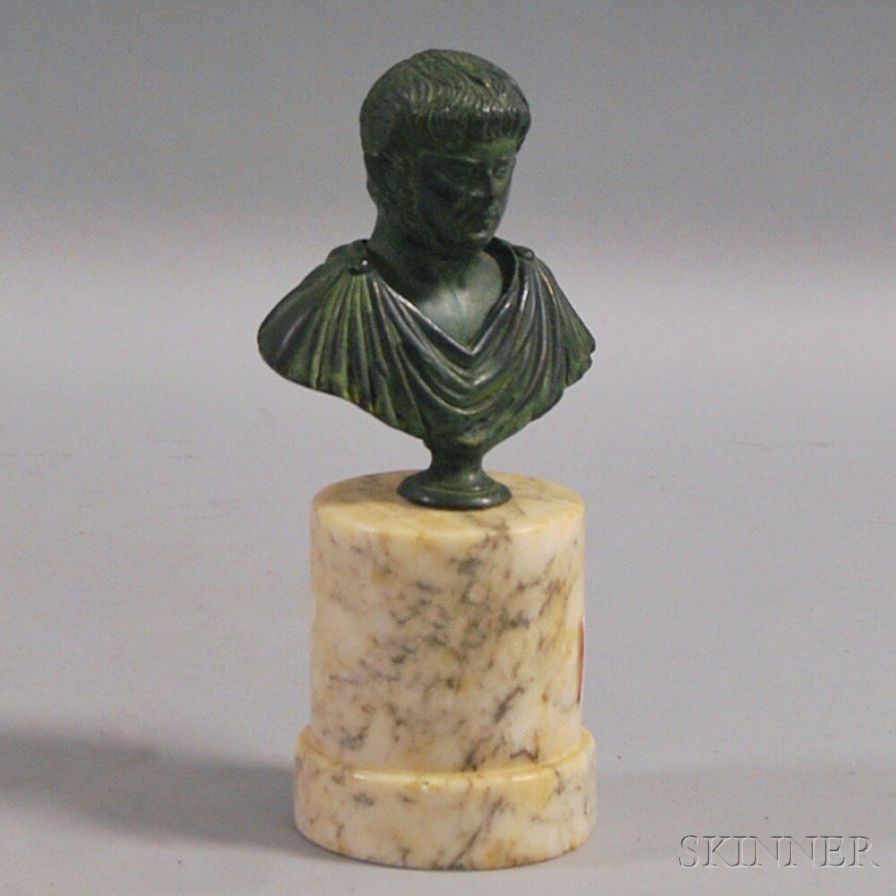 Appraisal: Small Bronze Bust on Marble Plinth Base th century ht