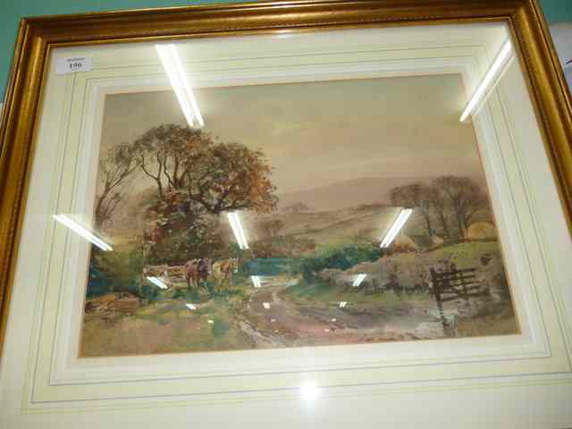 Appraisal: HENRY CHARLES FOX ATTRIB - Cart Track watercolour x approx