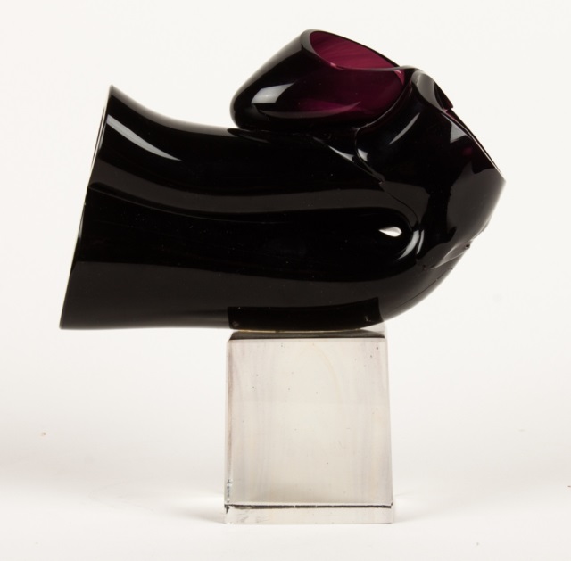 Appraisal: Henry Littleton Glass sculpture American Contemporary b Abstract amethyst glass