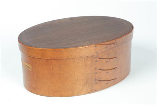 Appraisal: SHAKER BOX American th century Bentwood oval box with copper