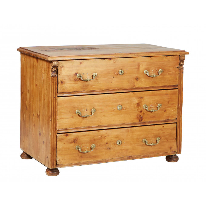 Appraisal: Continental Carved Pine Chest th c the rounded edge rectangular