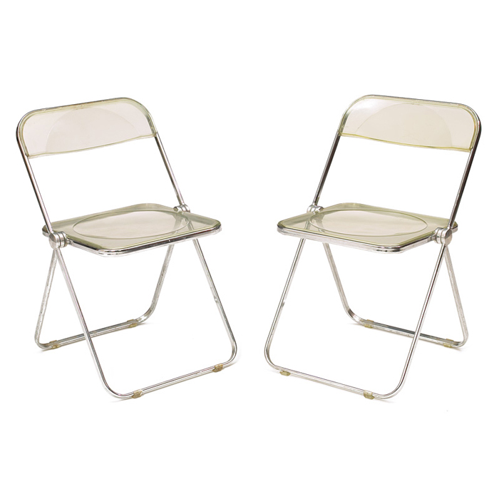 Appraisal: Giancarlo Piretti Plia folding chairs pair by Castelli Italy molded