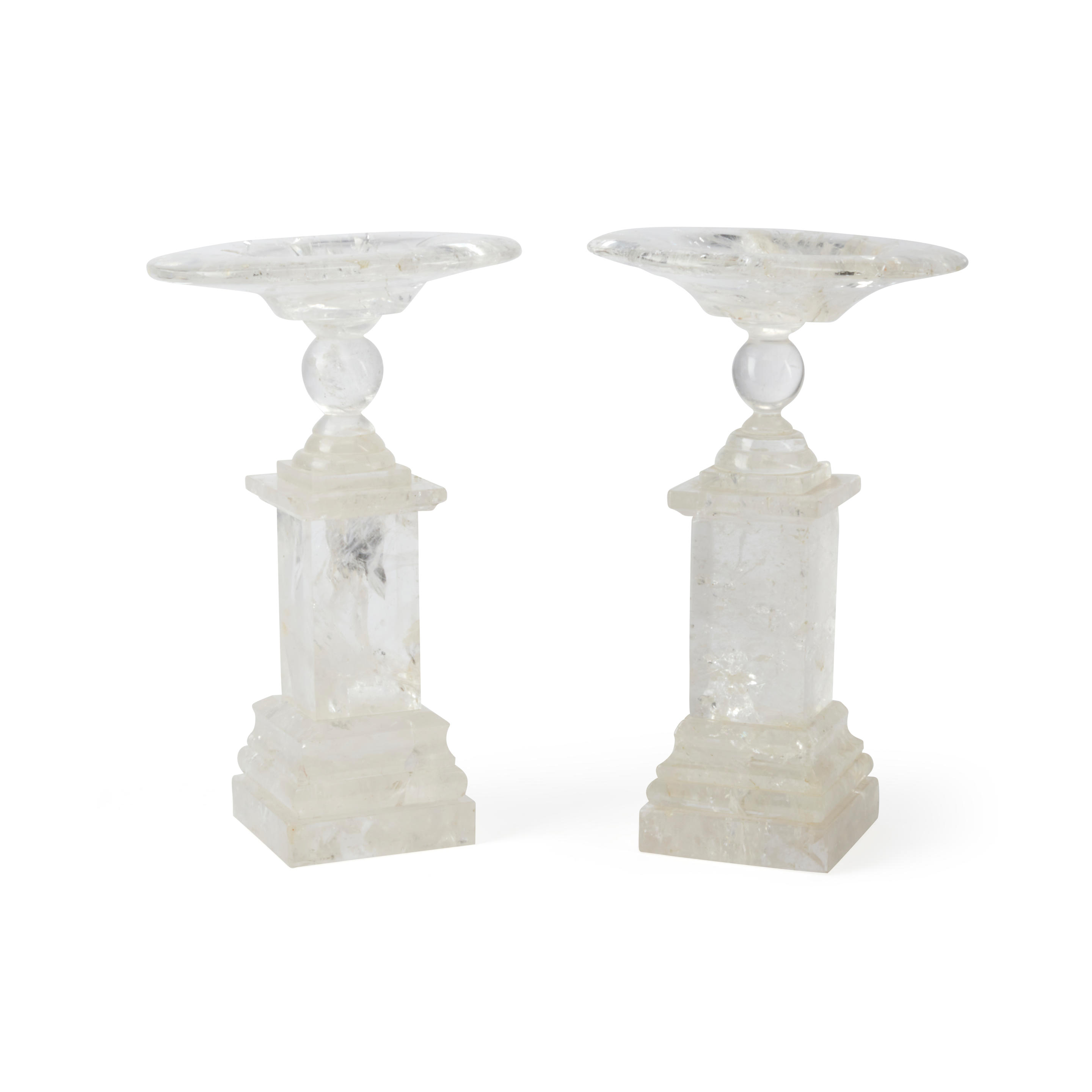 Appraisal: A PAIR OF ROCK CRYSTAL TAZZA height in cm width