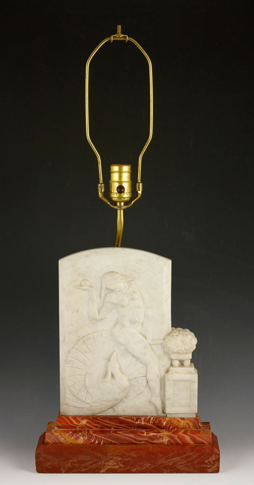 Appraisal: - French Art Deco Marble Lamp French Art Deco lamp