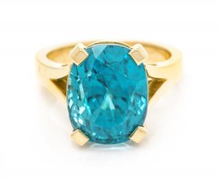 Appraisal: An Karat Yellow Gold and Blue Zircon Ring Glenda Queen