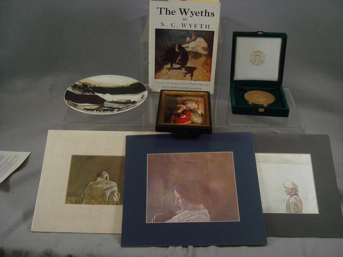 Appraisal: Lot Wyeth family ephemera BRM NC brochure Old Chris print