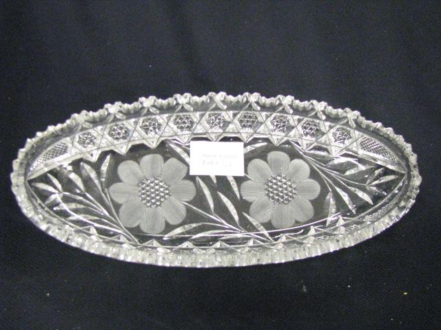 Appraisal: Cut Glass Celery Dish floral starburst decor